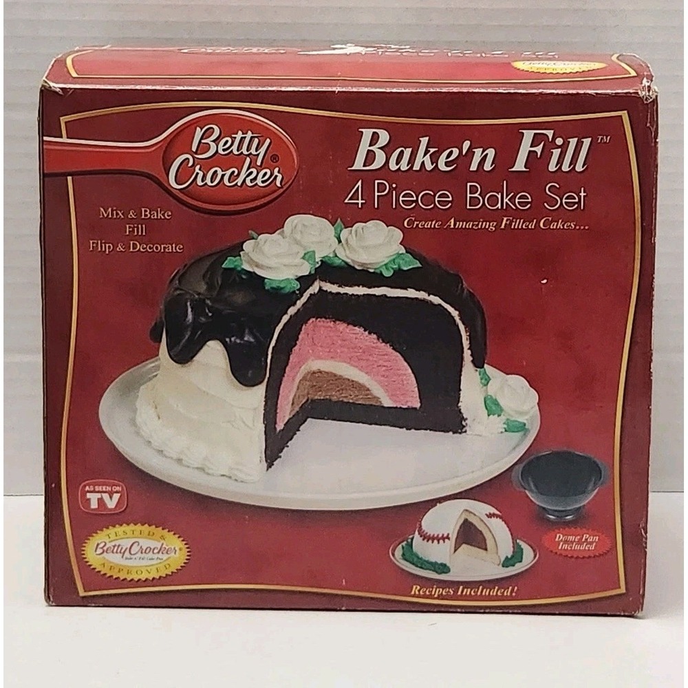 Betty Crocker Bake n Fill Cake Pan Set with Dome 4 Piece New Set